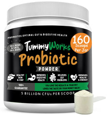 Finest For Pets TummyWorks bottle label highlighting gut health support for pets.