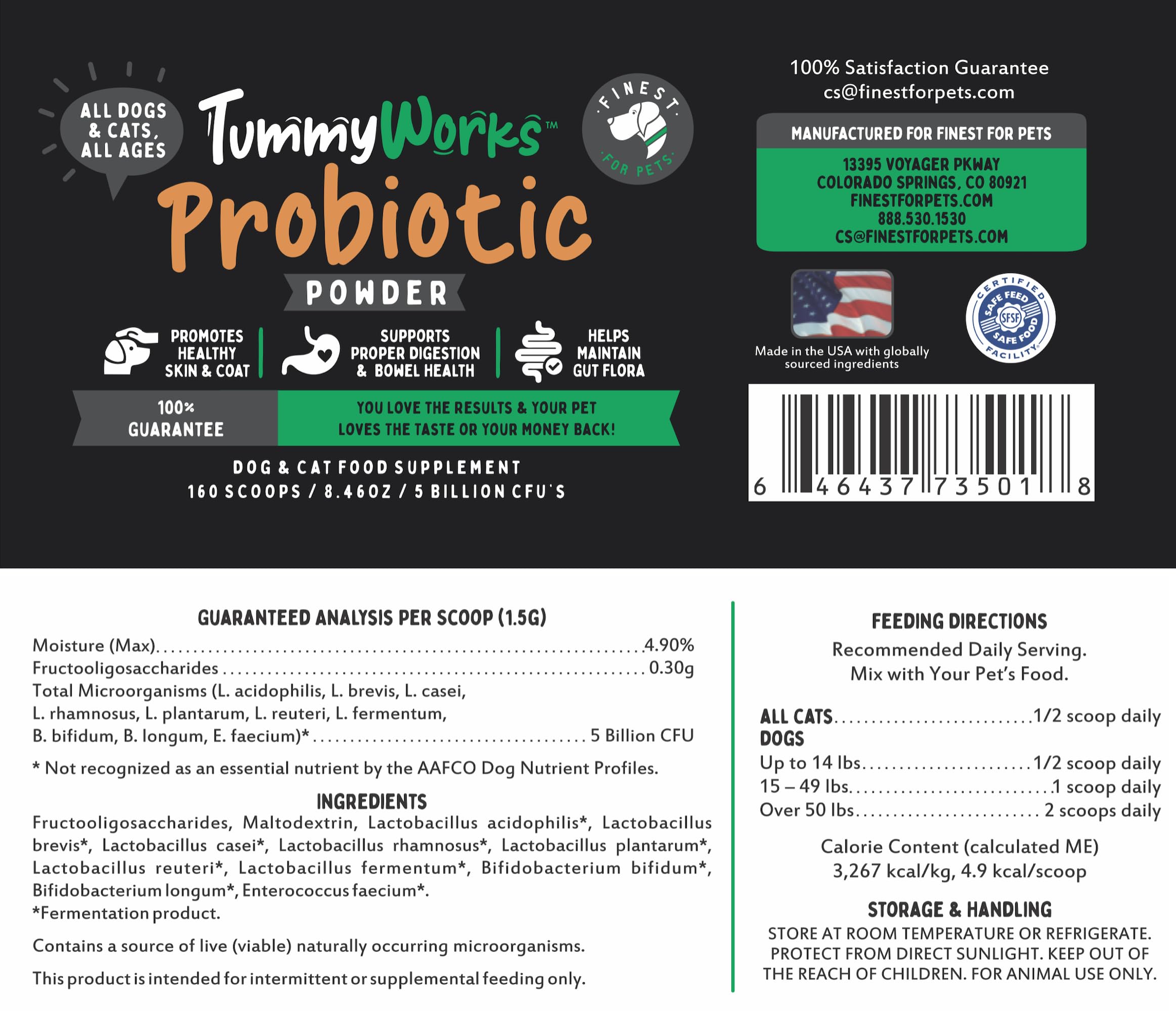 Finest For Pets TummyWorks made in USA seal on packaging.