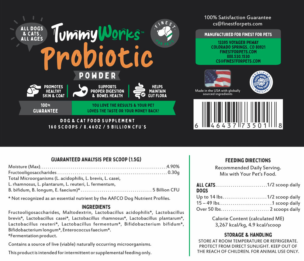 Finest For Pets TummyWorks made in USA seal on packaging.