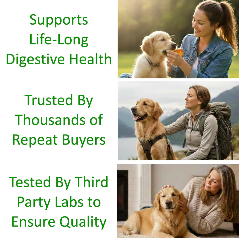 Finest For Pets TummyWorks pharmacist formulated seal indicating professional quality.