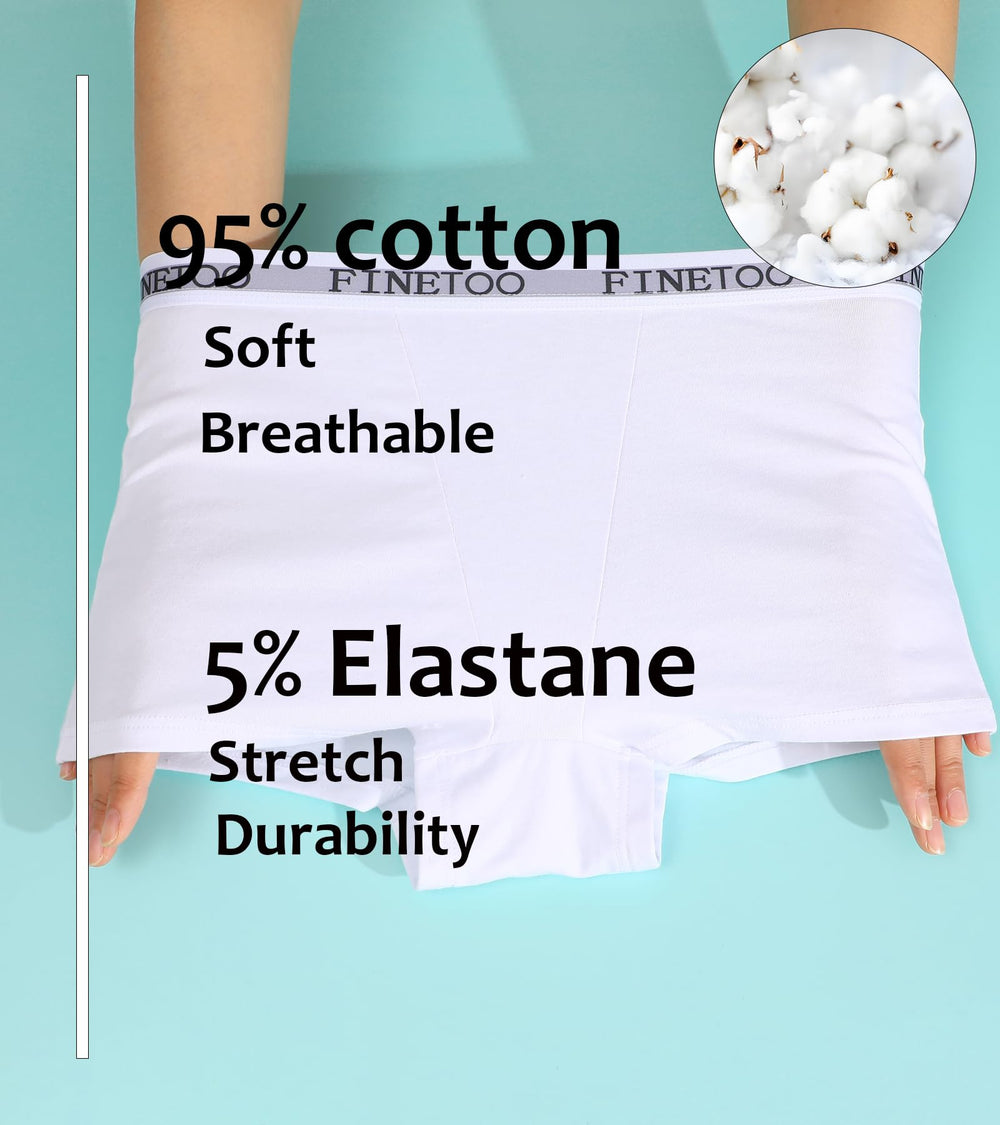 FINETOO high-waisted cotton boxer briefs offer secure, comfortable support.