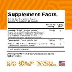 FineVine Organics turmeric bottle front label emphasizing USA-made quality.