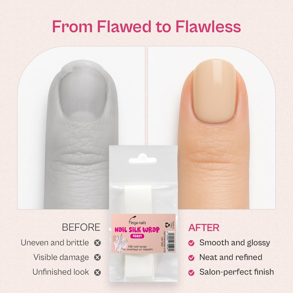 Finga-Nails Silk Wrap 46cm Roll provides a long, versatile tape for patches on multiple nails.