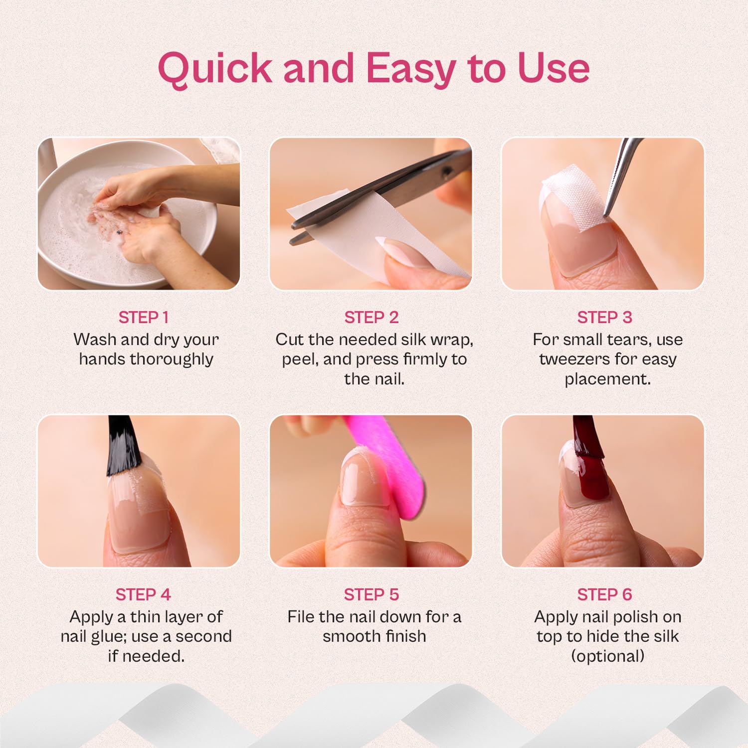 Finga-Nails Silk Wrap Polish Ready shows a discreet finish ready for polish.