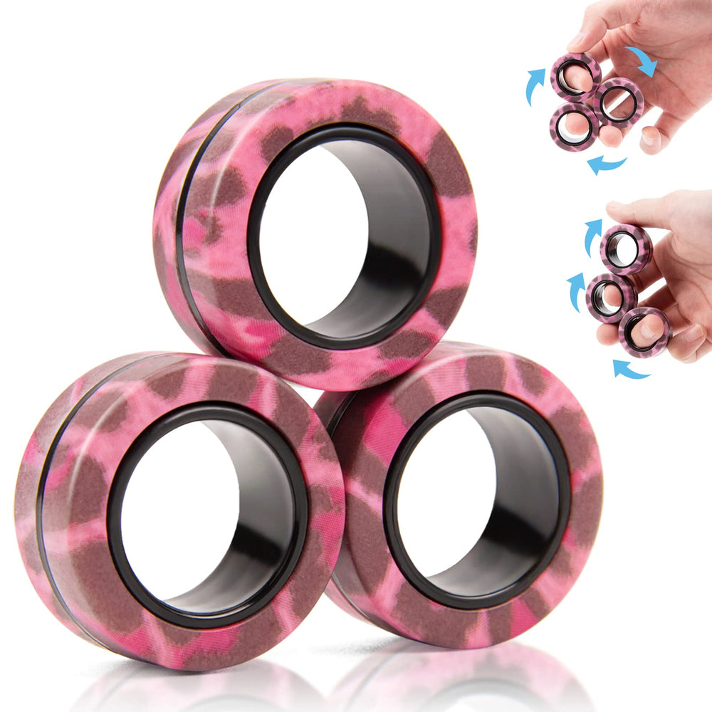 Finger Rock 3-piece magnetic rings set in fluorescent colors for focus and stress relief.