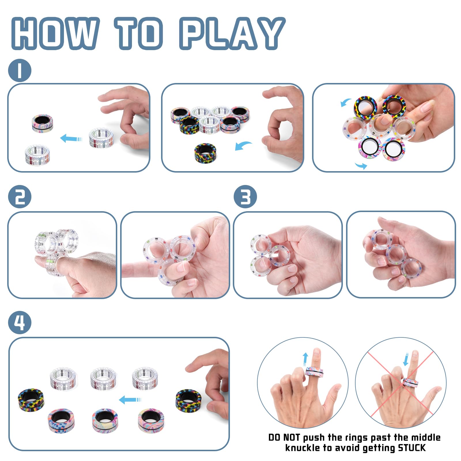 High-quality plastic in Finger Rock rings stays safe and scratch-free.