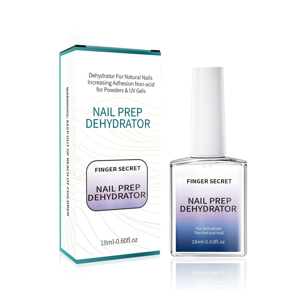 Finger Secret Nail Dehydrator label emphasizes acid-free formula for safer use.