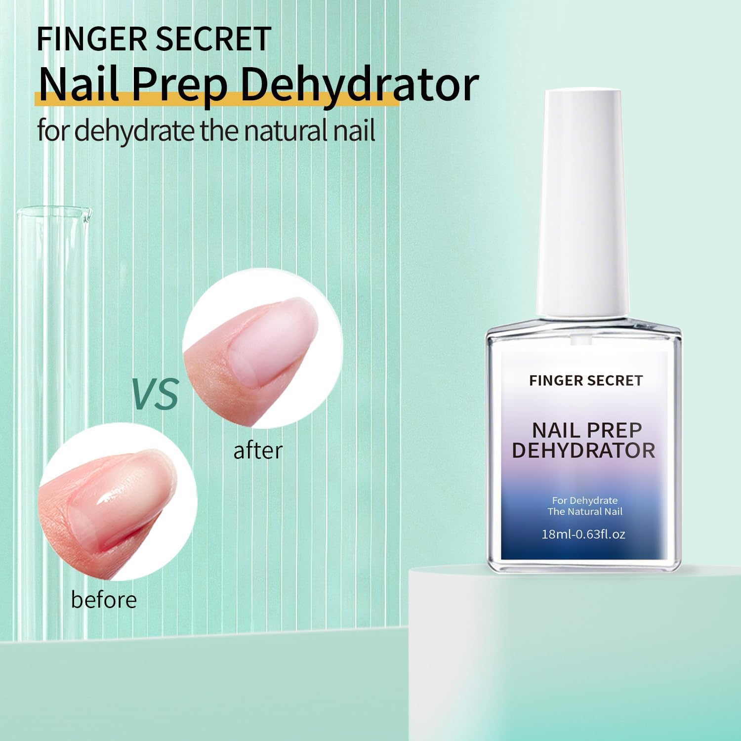 Finger Secret Nail Dehydrator applied to the nail surface for oil removal.