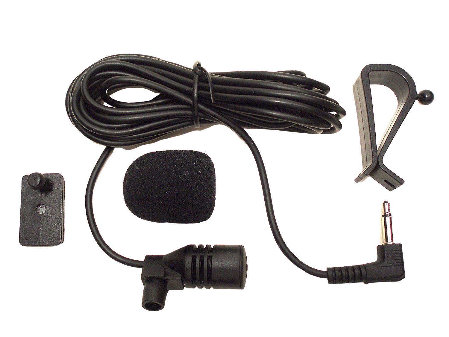 FingerLakes microphone assembly with 3-5mm connector for car radios improves voice clarity.
