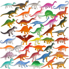 FINGOOO 39-piece mini dinosaurs collection showcases assorted colors for party decor and cake toppers