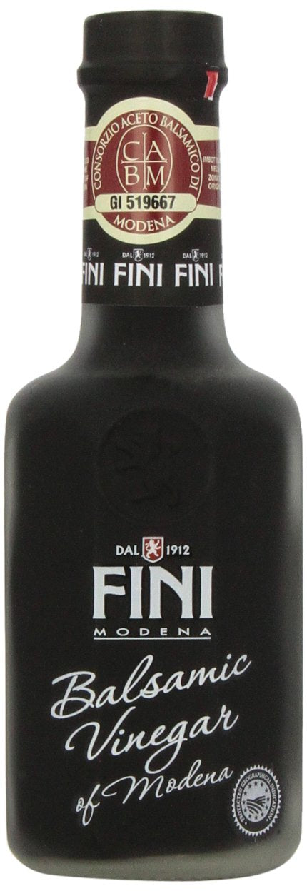 Fini Balsamic Vinegar bottle 8.45 oz on shelf for dressings.
