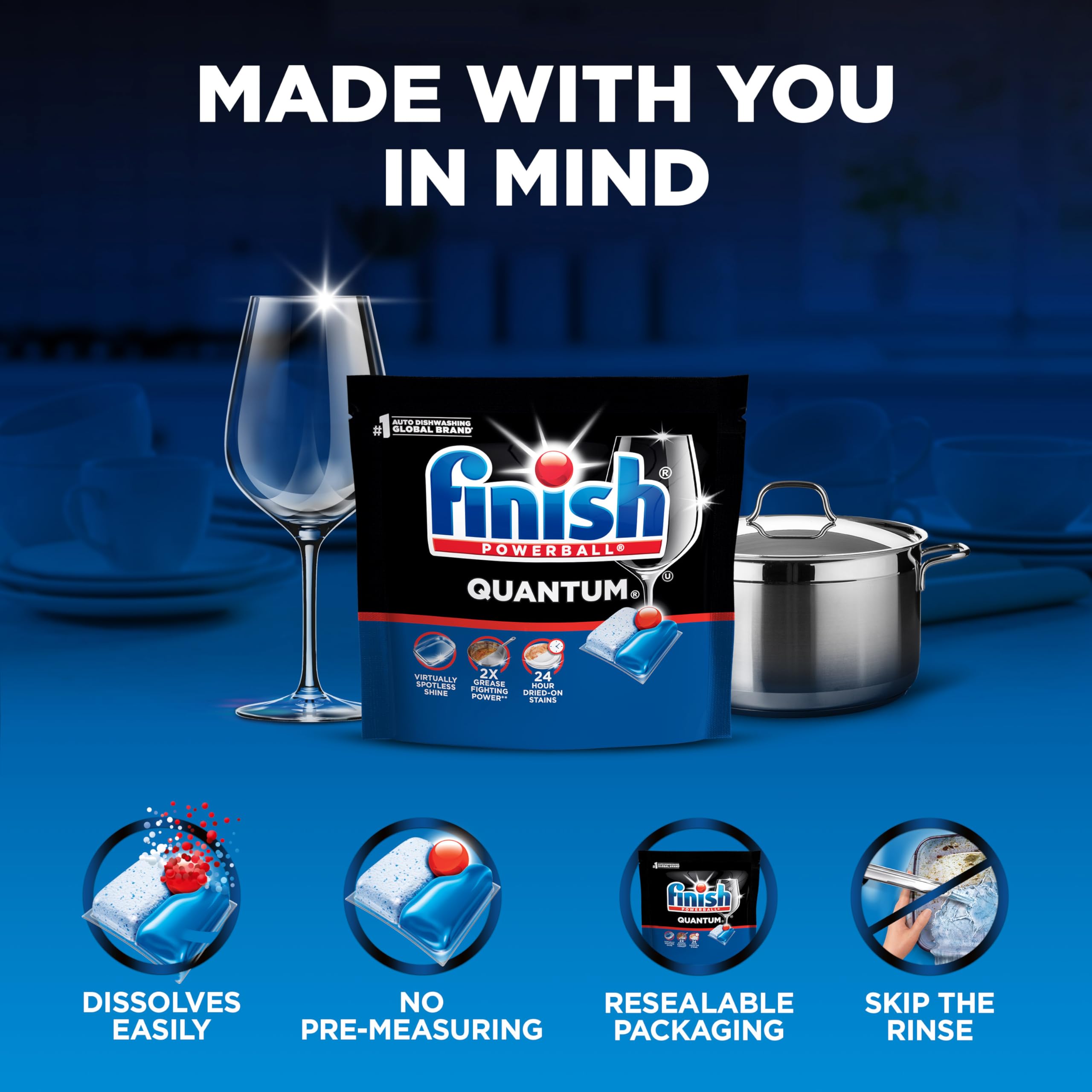 Finish Quantum helps glassware achieve a nearly spotless shine