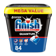 Finish Quantum pods in tub top view promise powerful cleaning for busy kitchens