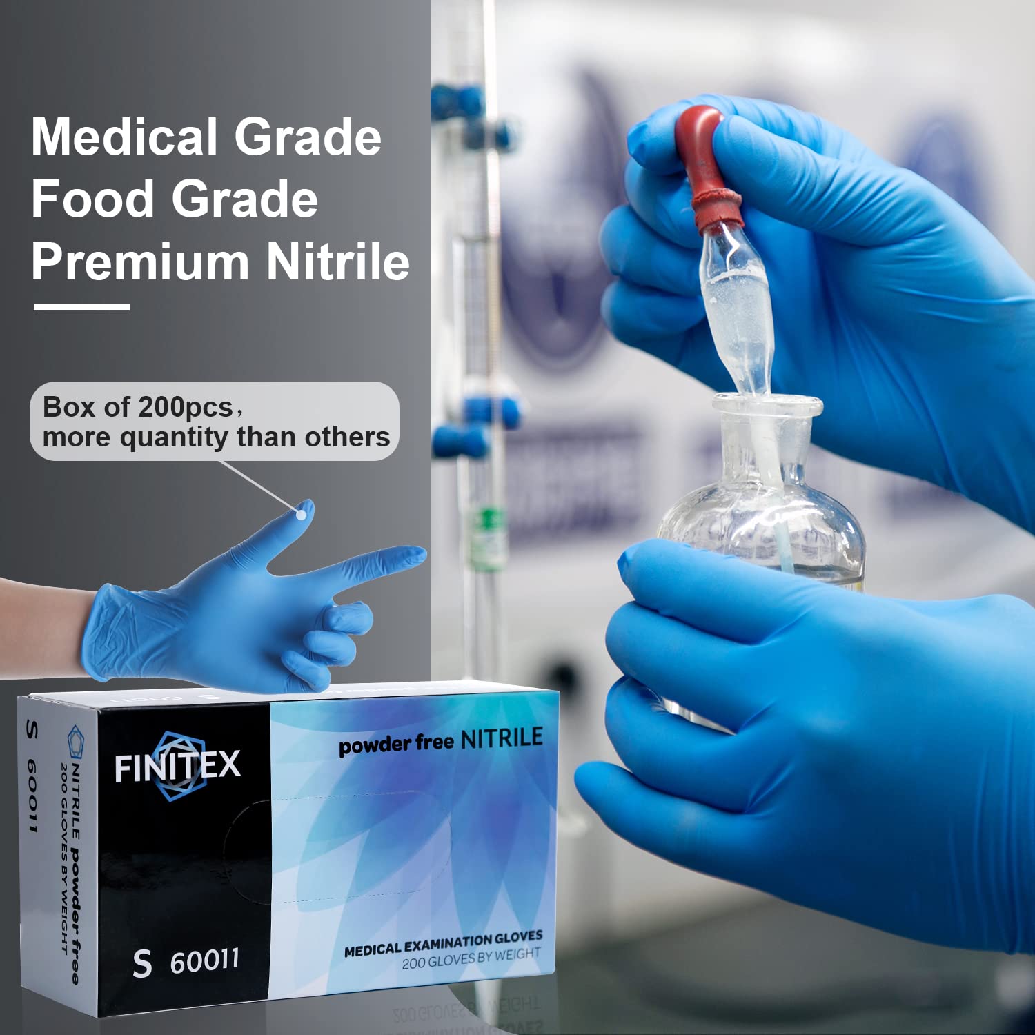 FINITEX blue gloves designed for food handling and kitchen safety