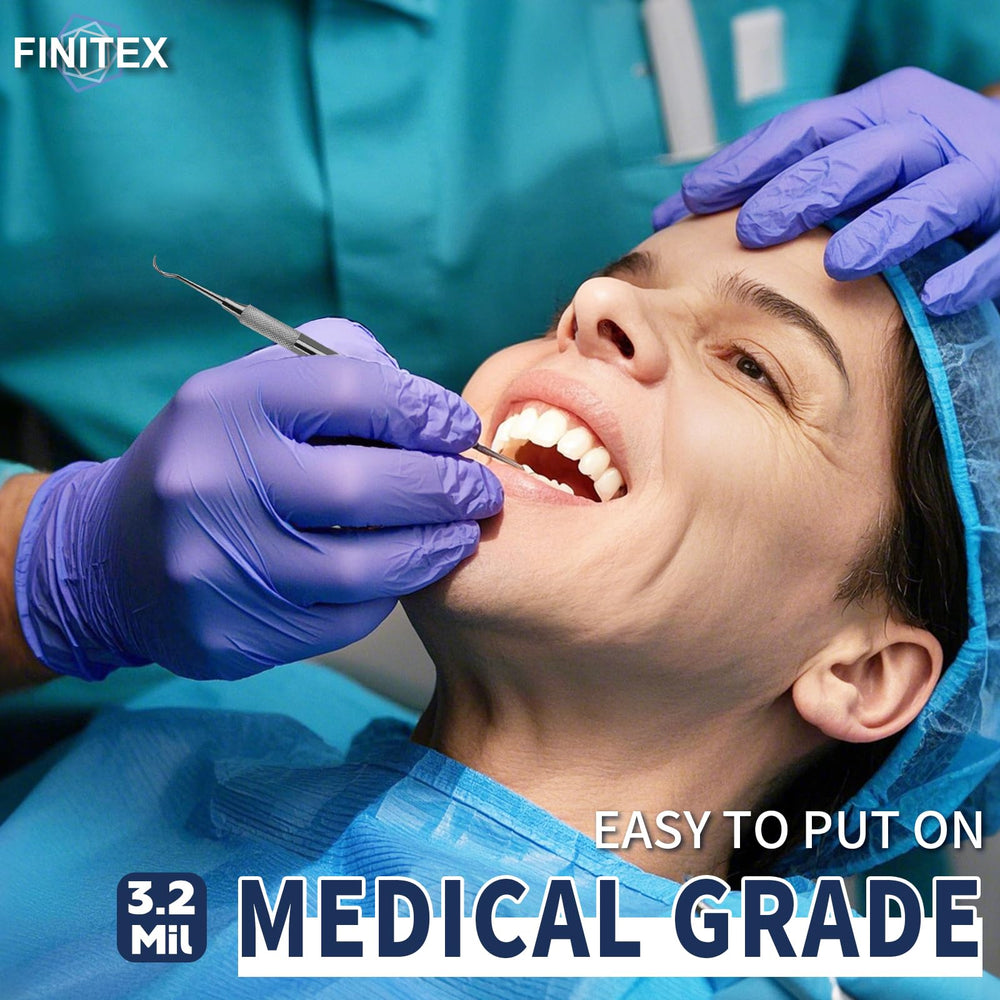 Finitex nitrile gloves textured fingertips provide improved grip for details.