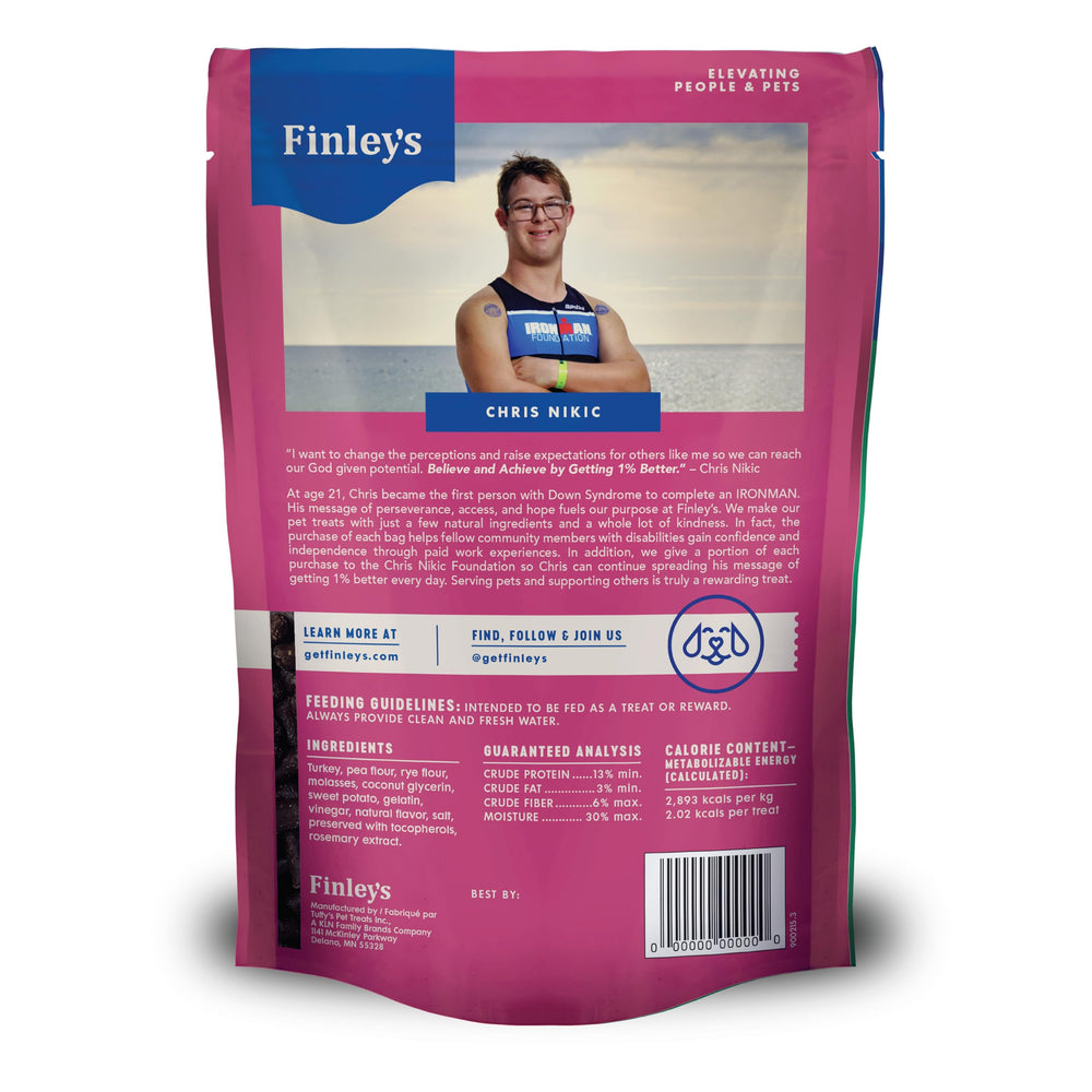 Finley’s soft turkey treats for fast, chewable rewards during training.