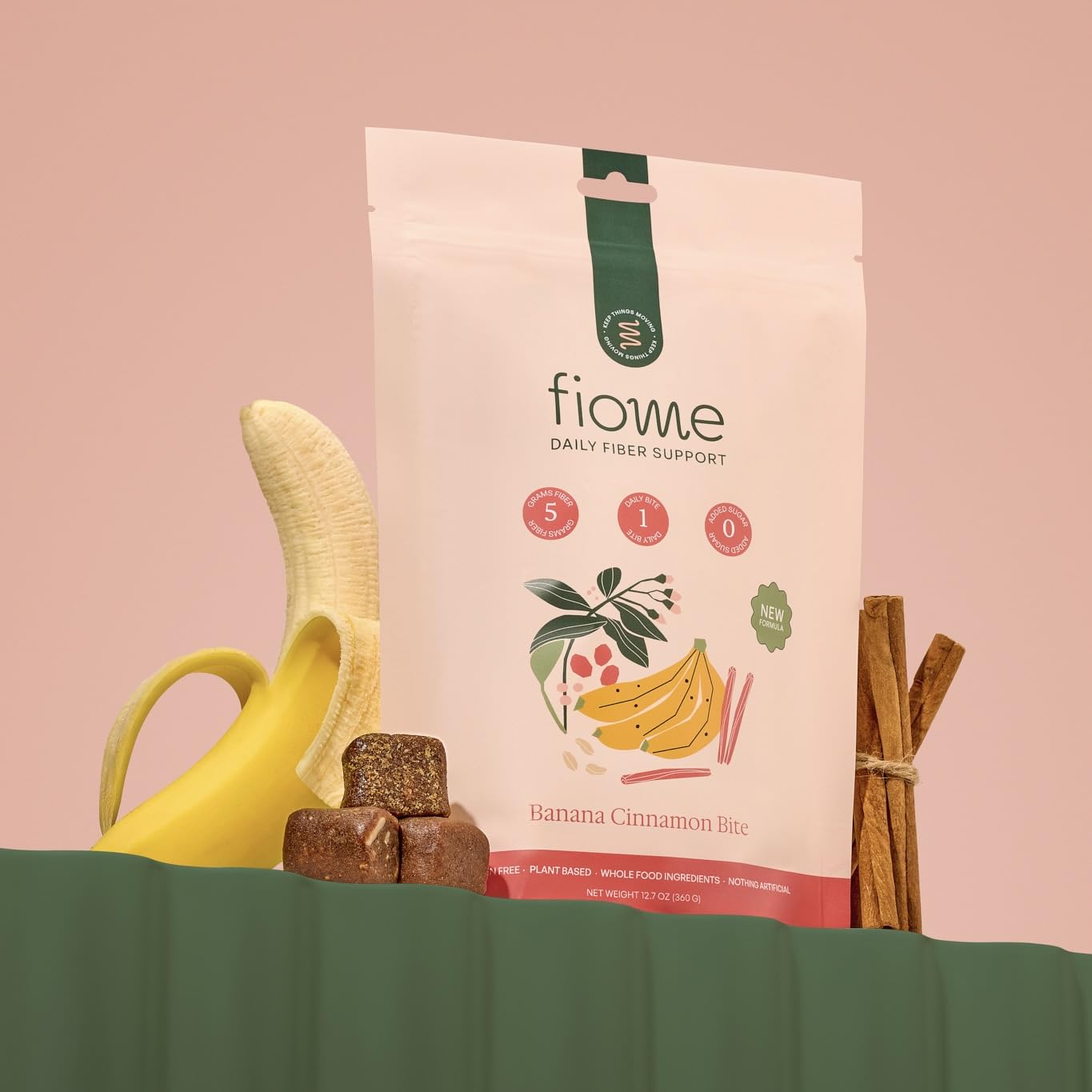 Fiome Fiber Bites pouch interior with 30 servings