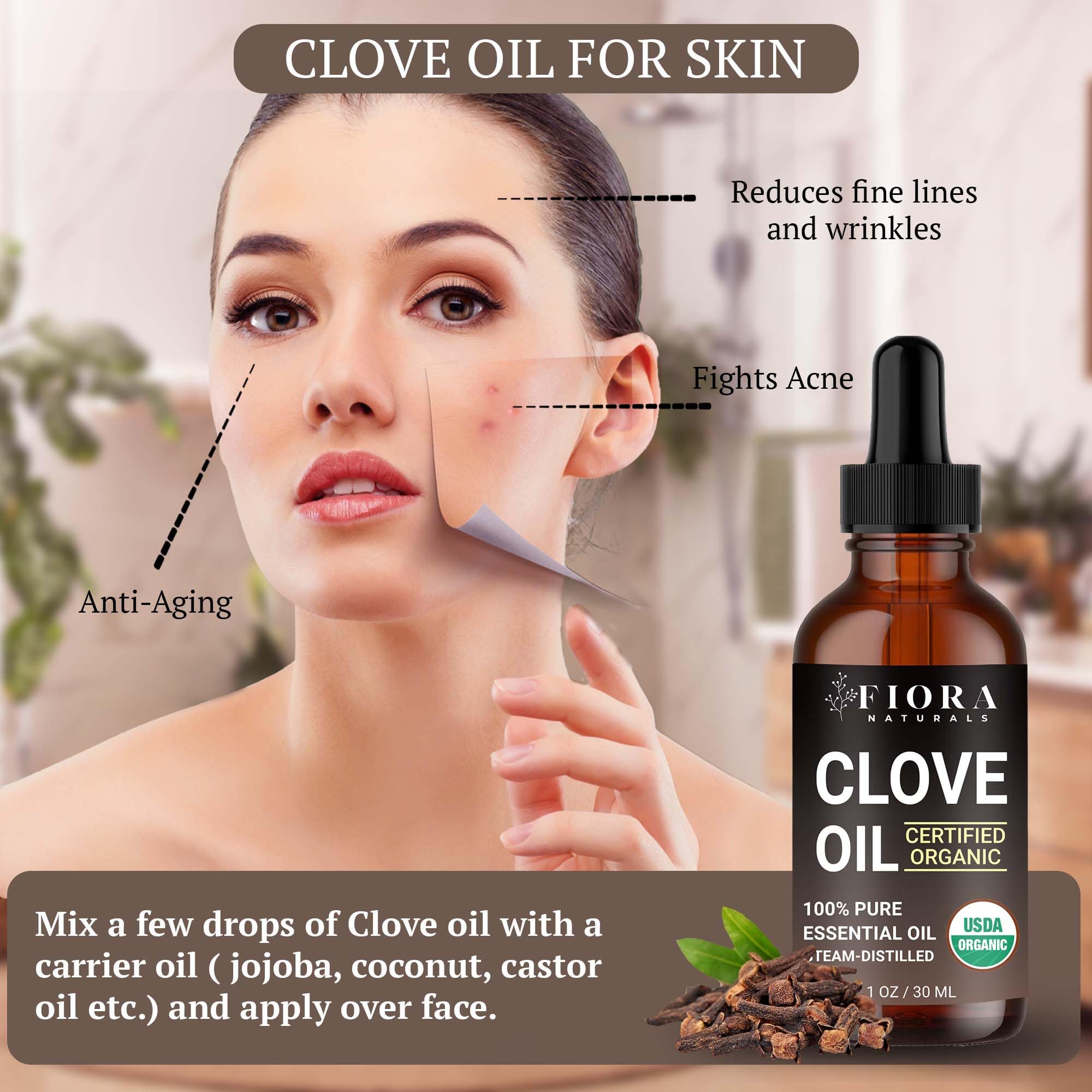 Fiora Naturals Clove Oil added to hair care for invigorating routine