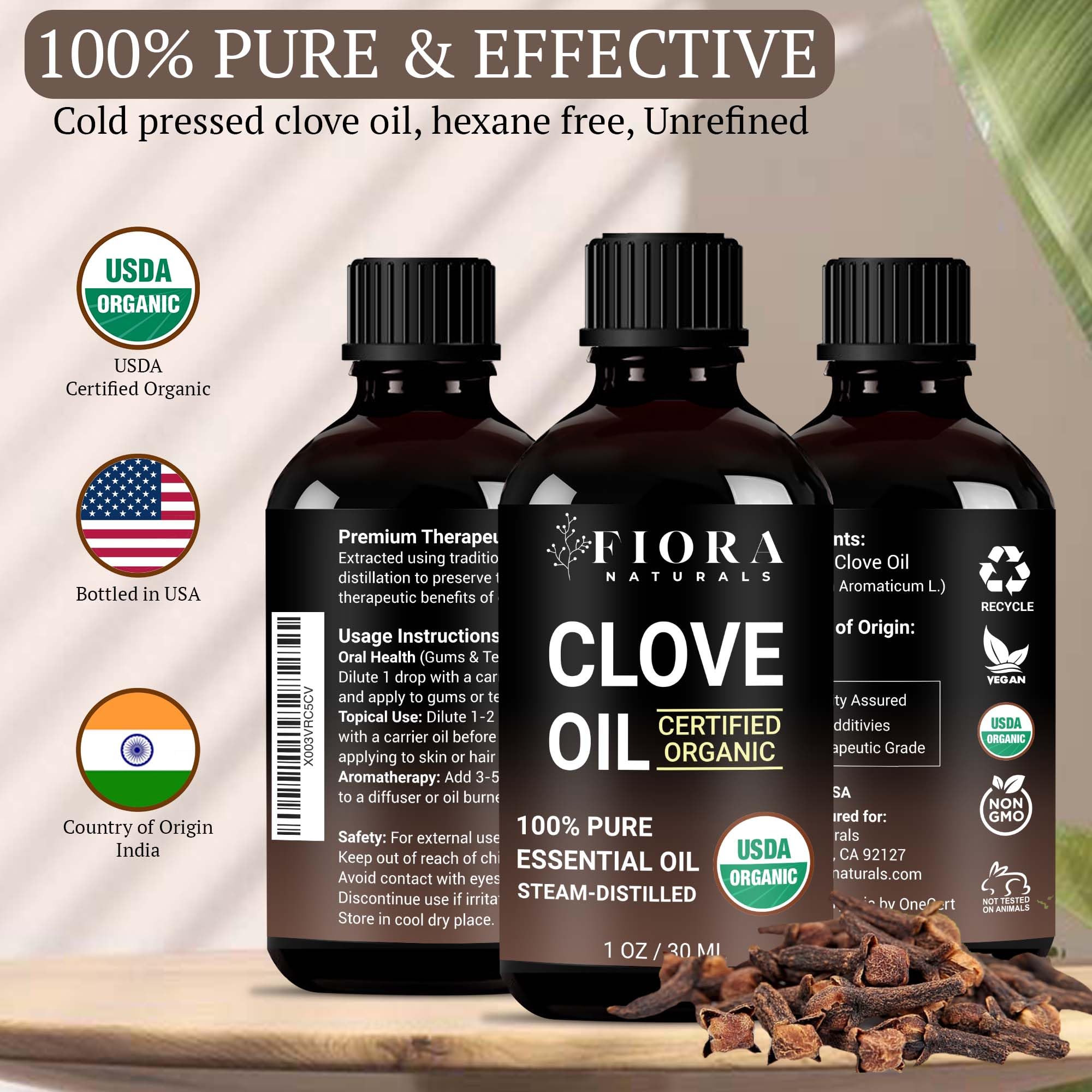 Fiora Naturals USDA Organic label validating organic quality