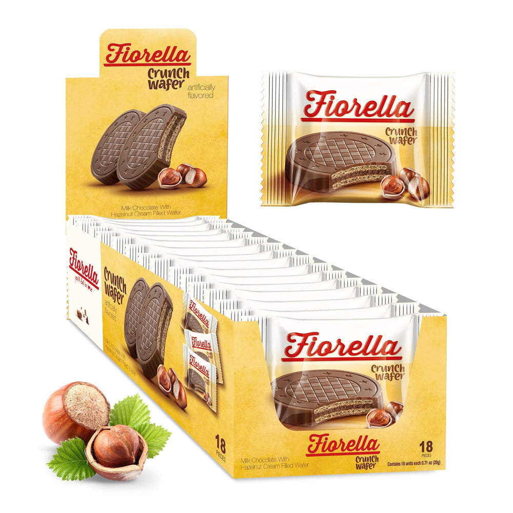 Fiorella Crunch Wafer Cookies pack-18: convenient individually wrapped snack for on-the-go