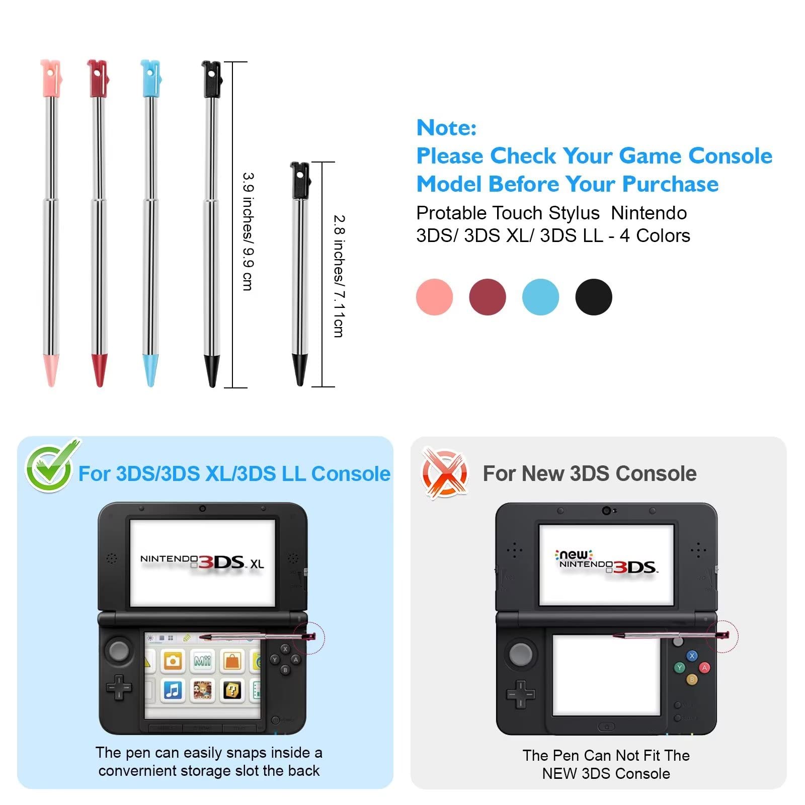 Kit contents showing four styluses and one charger adapter