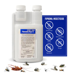 Fipronil Plus C concentrate bottle showing professional-grade pest control for indoor broad-spectrum coverage.