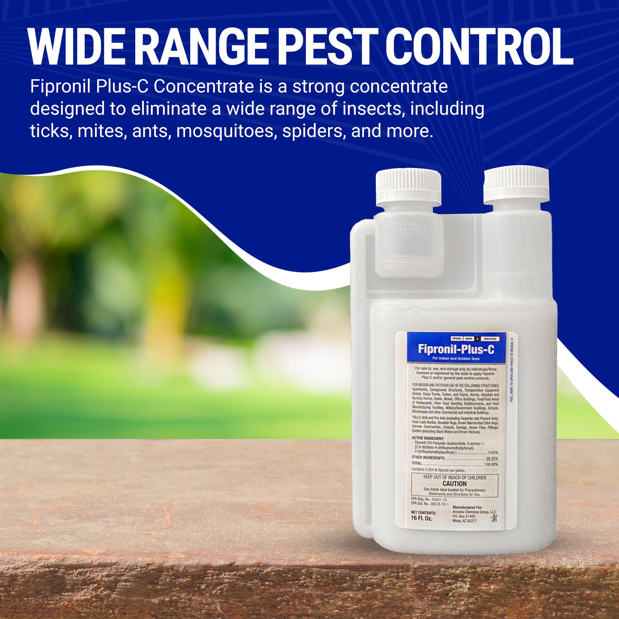 Fipronil Plus C long-lasting technology image suggests extended protection against common indoor pests.