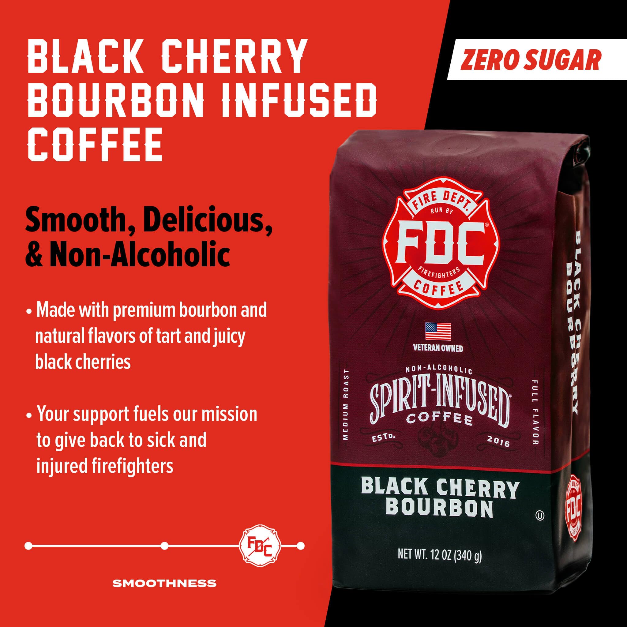 Pour-over setup featuring Fire Department Coffee Black Cherry Bourbon Infused grounds.