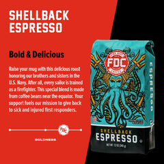Shellback Espresso cup steaming to power a focused shift.