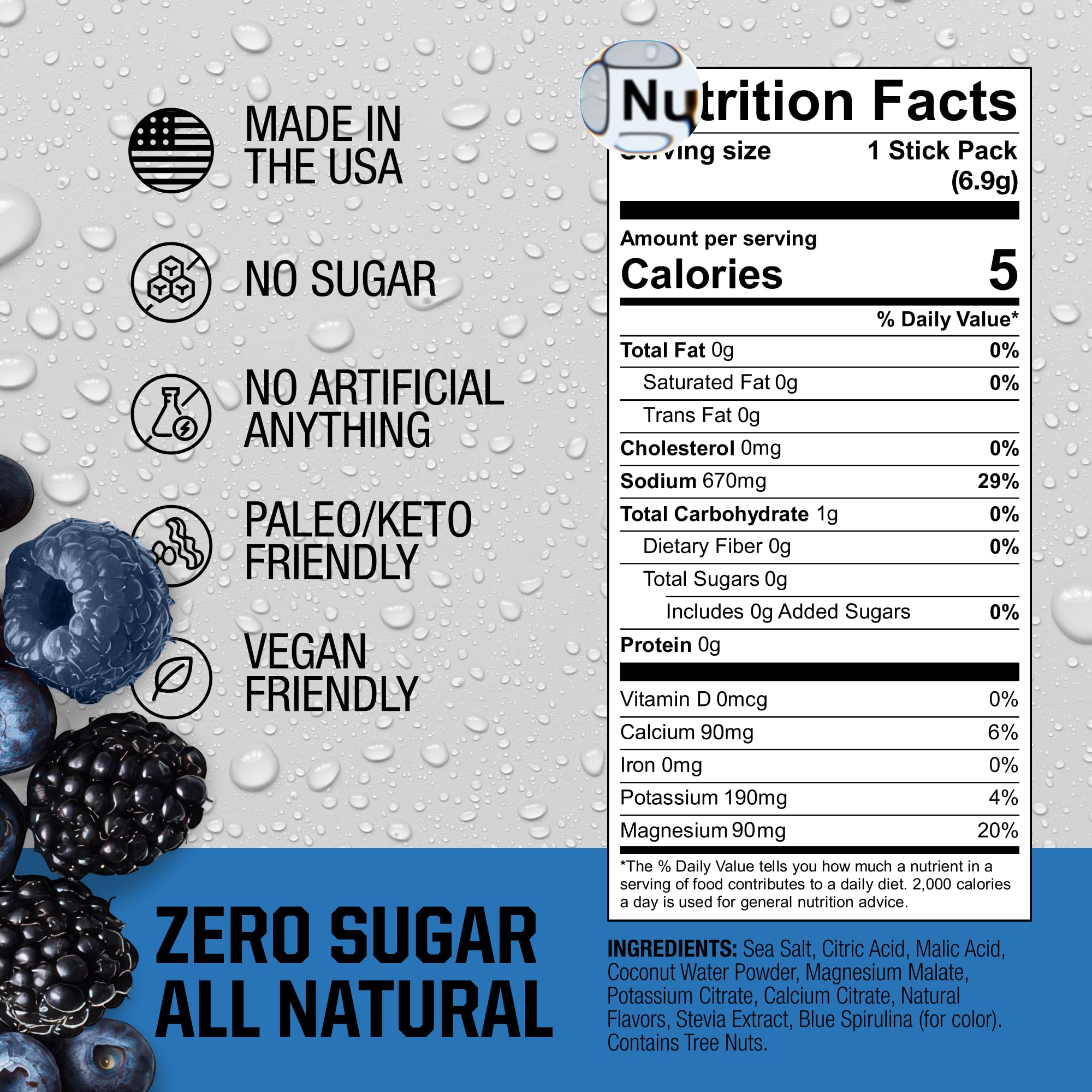Fire Science Nutrition Fire Salt Hydration Sticks blue raspberry on-the-go pack supports quick replenishment.