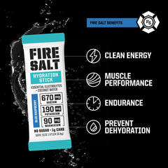 Fire Science Nutrition Fire Salt Hydration Sticks single-serve blue raspberry for workout hydration.