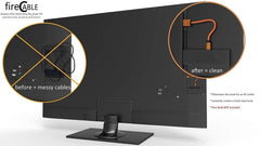 fireCable Plus keeps wires neatly tucked on a wall-mounted TV