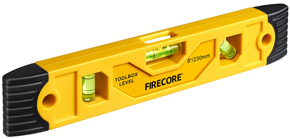 Firecore torpedo level with magnetic base attached to a metal surface for steady alignment