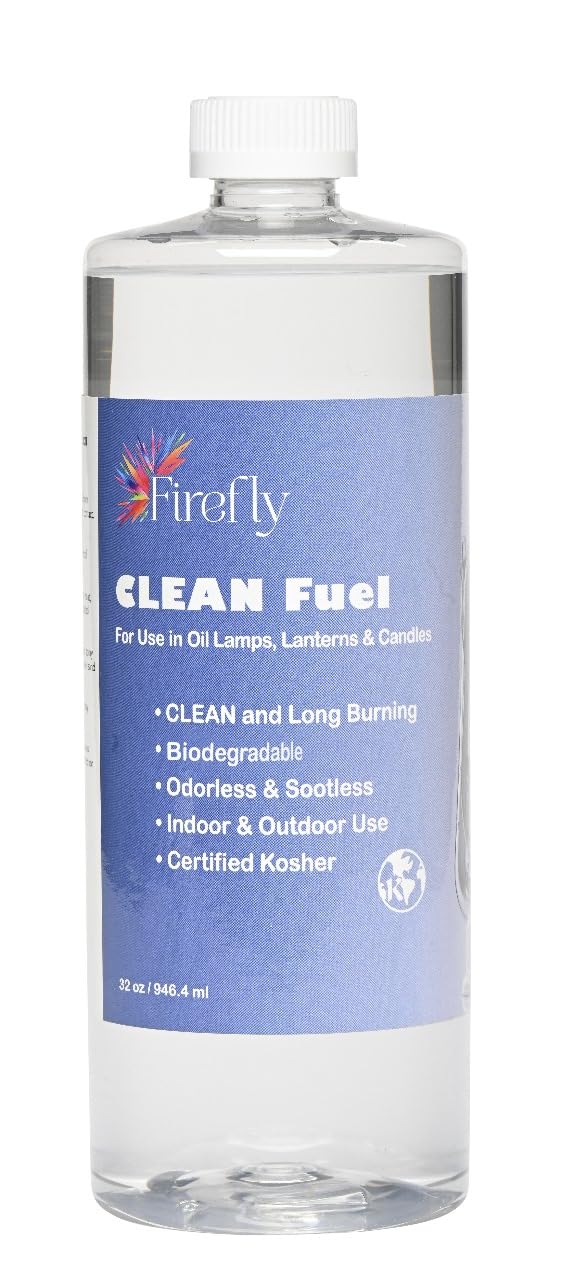 Firefly Fuel Clean Lamp Oil bottle ready for clean, smokeless lighting.