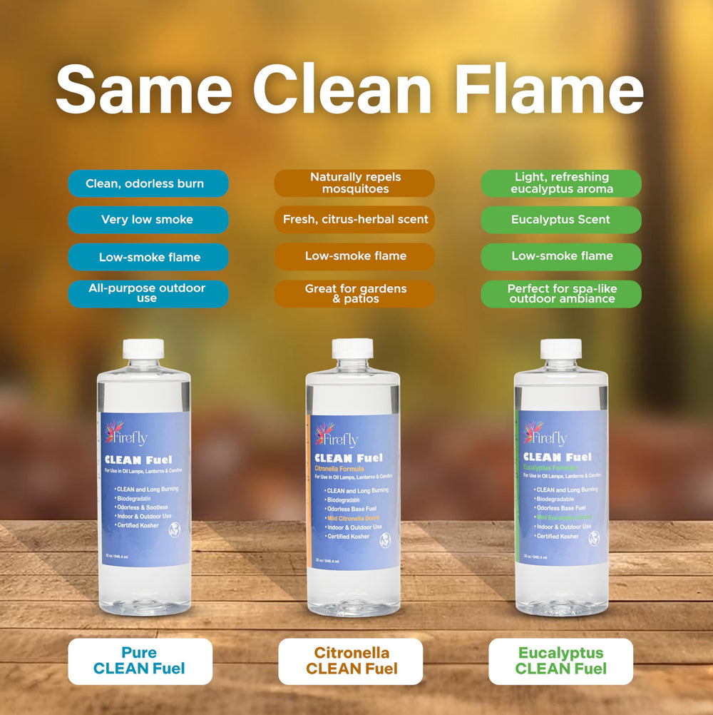 Firefly Fuel Clean Lamp Oil packaging highlighting Kosher label.
