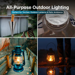 Firefly Fuel paraffin oil powering a tiki torch for backyard use