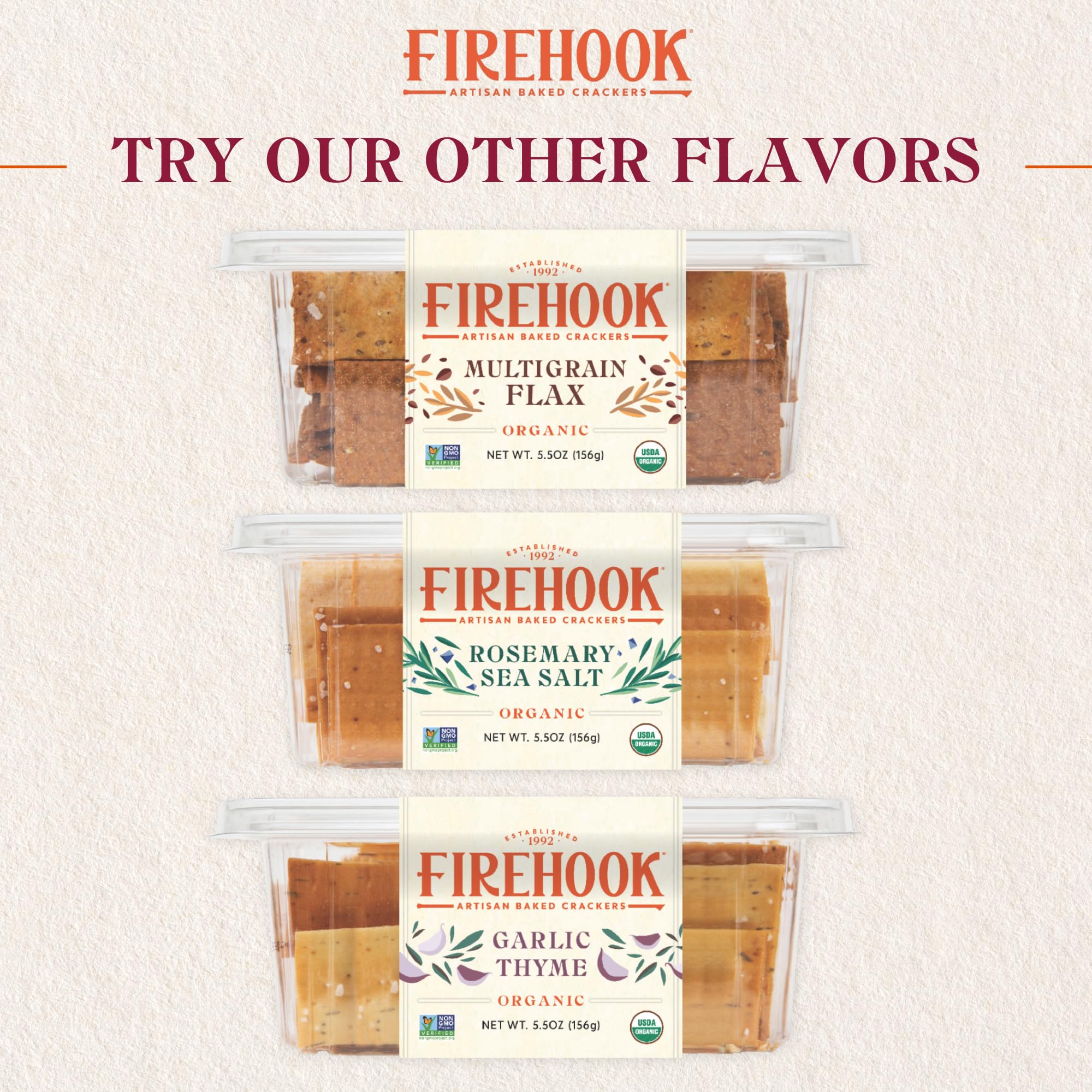 Firehook crackers beside smoked salmon on a board for savory pairing.