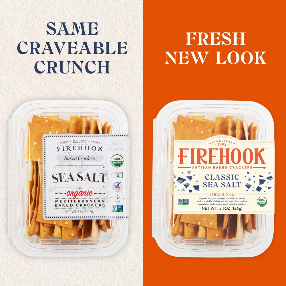 Five-point-five ounce box of Firehook Sea Salt Crackers for easy snacking.