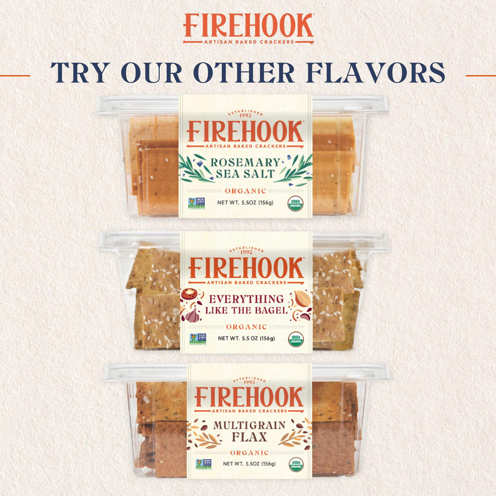 Organic non-GMO Firehook Sea Salt Crackers for mindful snacking.