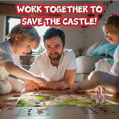 Fireside Games' Castle Panic teaches colors and shapes through simple turns and token collection.