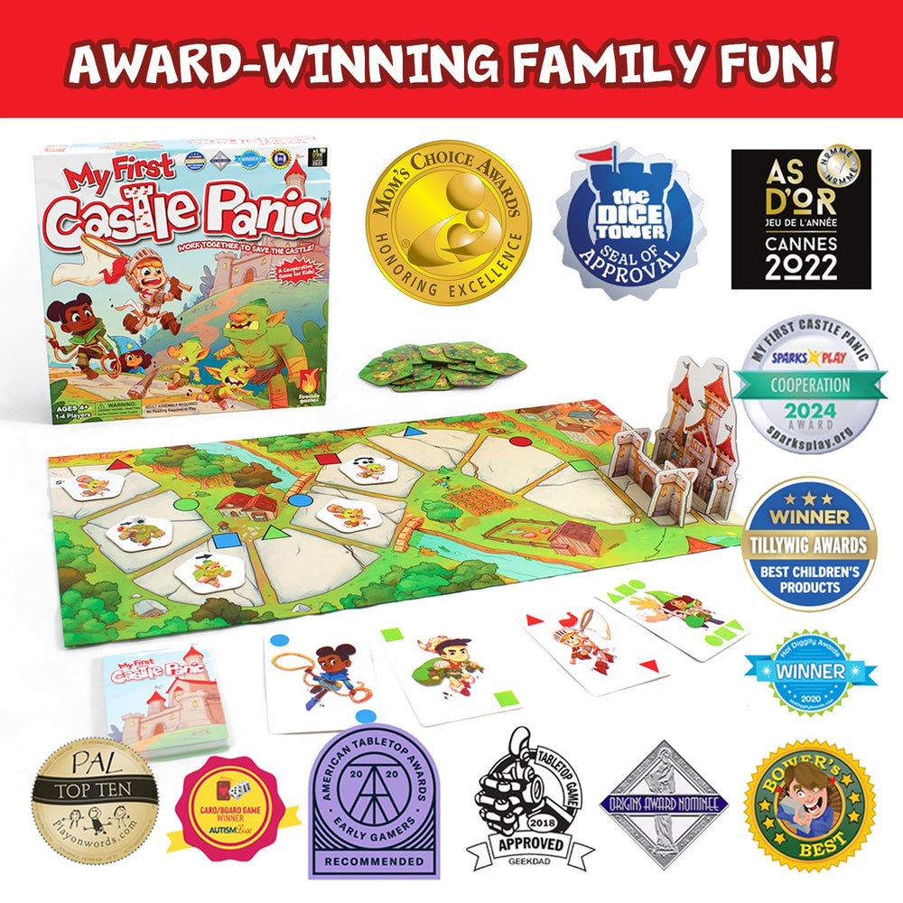Fireside Games' My First Castle Panic game components spark engagement for kids.