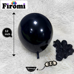 Firomi balloon arch garland setup with bold black accents.