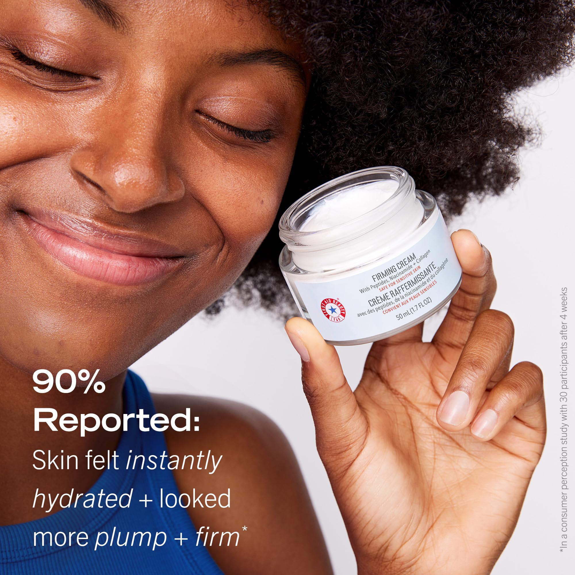 First Aid Beauty eco-packaging box signals recyclable packaging and sustainability.