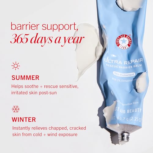 First Aid Beauty Ultra Repair Barrier Rescue Balm fragrance free ensures clean calm relief.