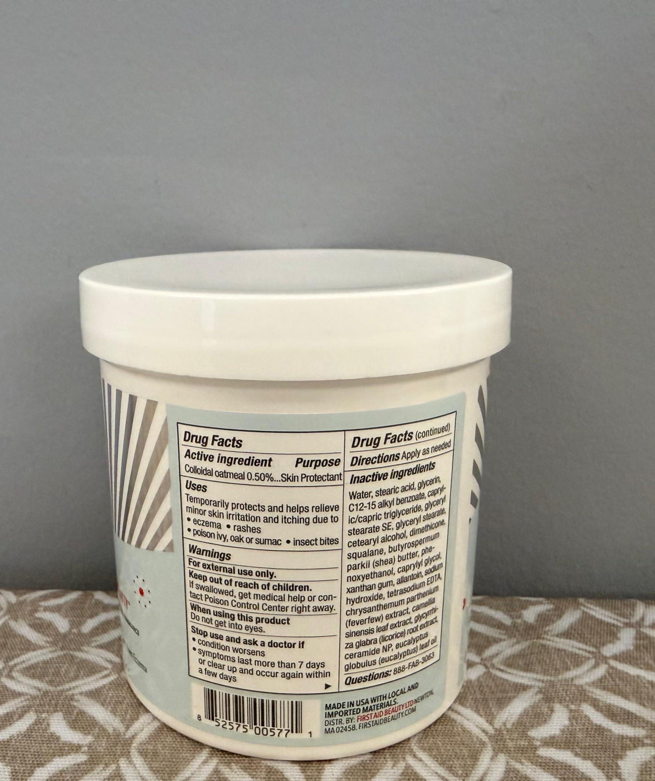 First Aid Beauty Ultra Repair Cream ingredient shot highlighting soothing formulas.