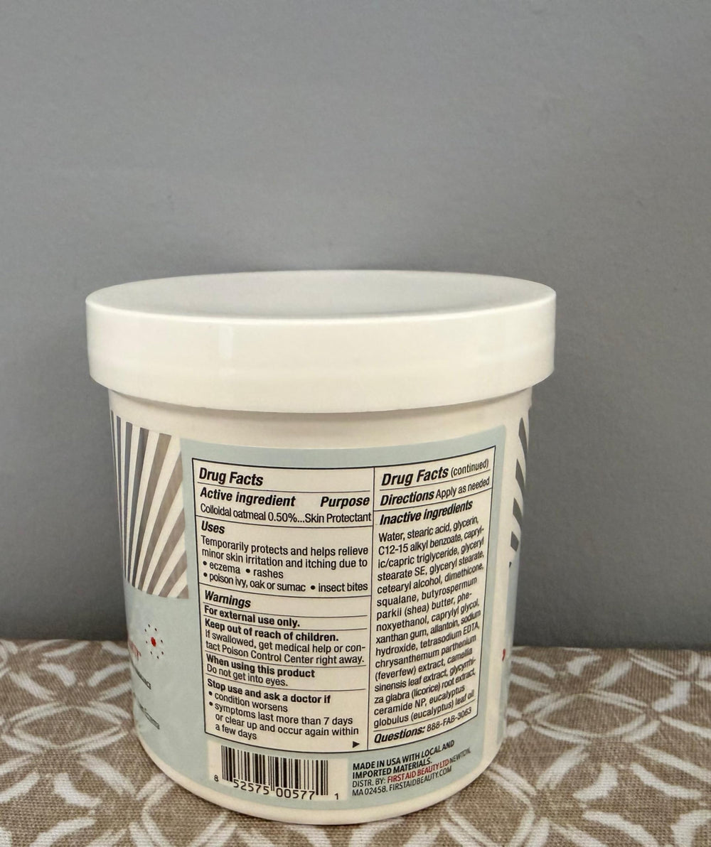 First Aid Beauty Ultra Repair Cream ingredient shot highlighting soothing formulas.