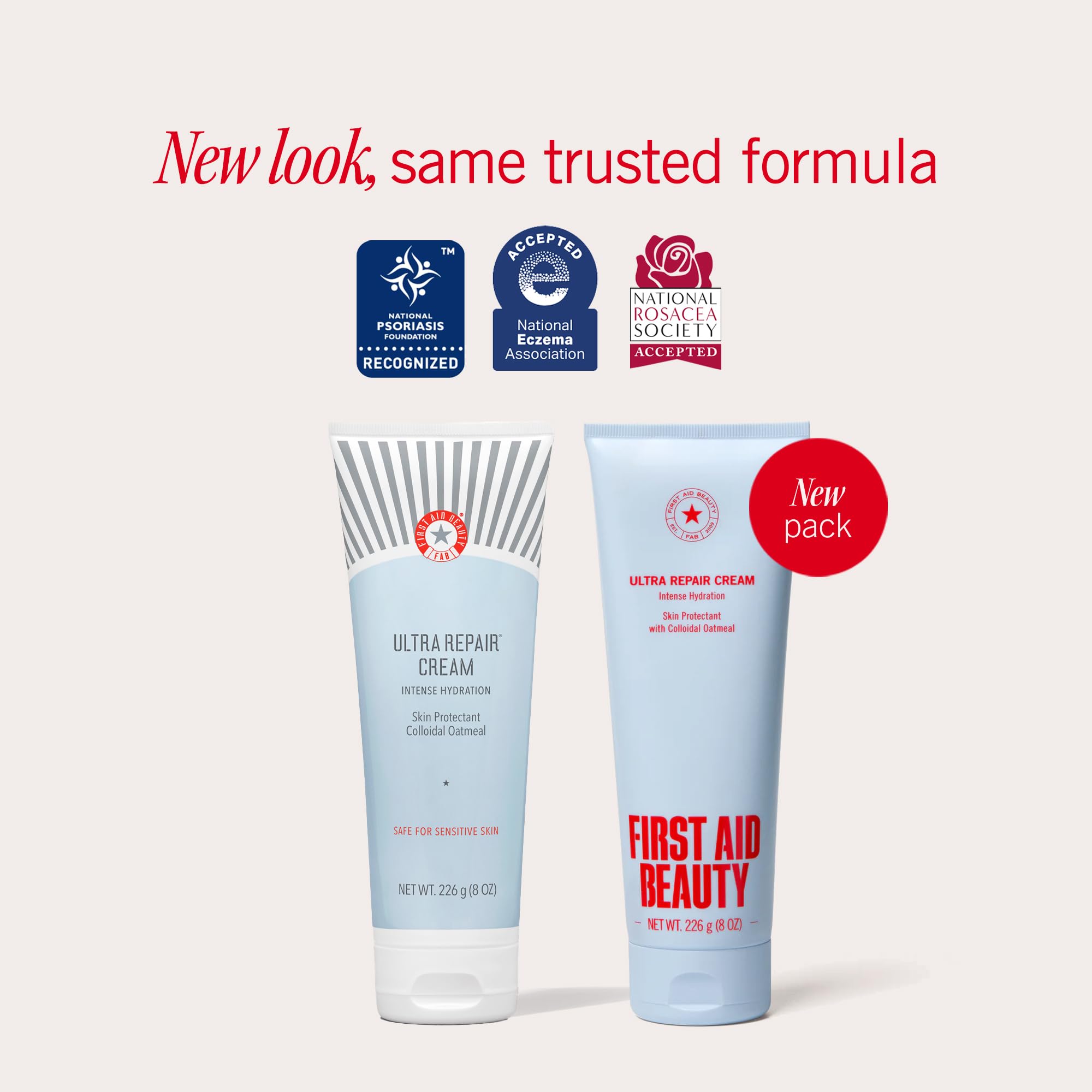 First Aid Beauty Ultra Repair Cream jar close-up showing whipped texture
