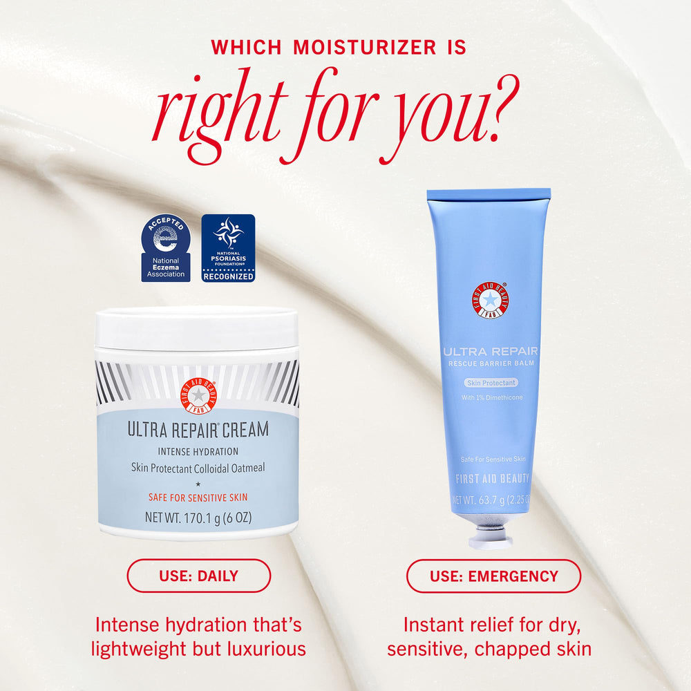 First Aid Beauty Ultra Repair Cream label detailing free-from ingredients