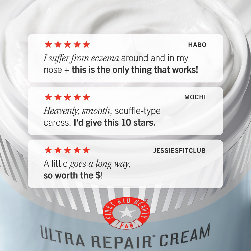 First Aid Beauty Ultra Repair Cream night routine shown for skincare