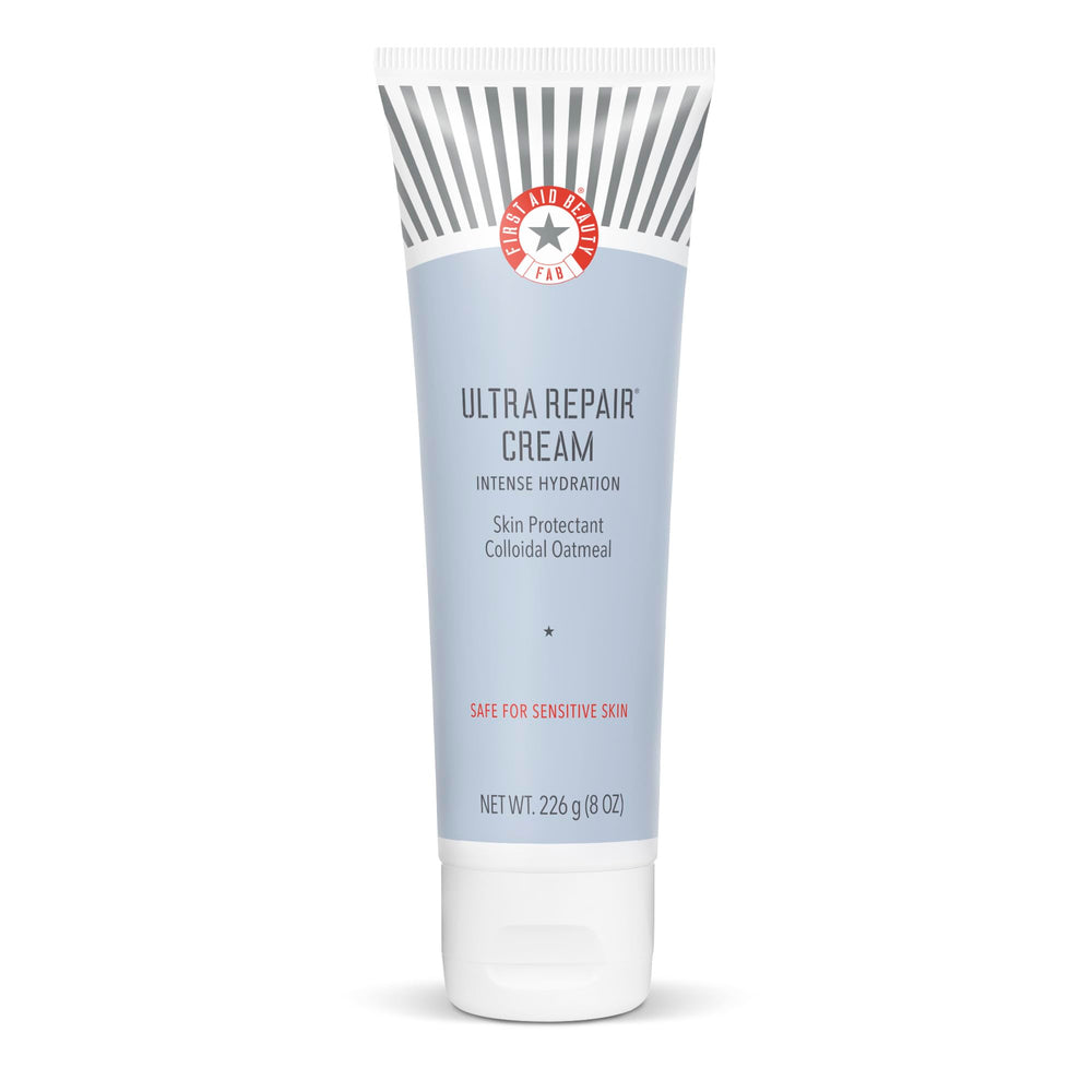 First Aid Beauty Ultra Repair Cream packaging highlighting all-day hydration